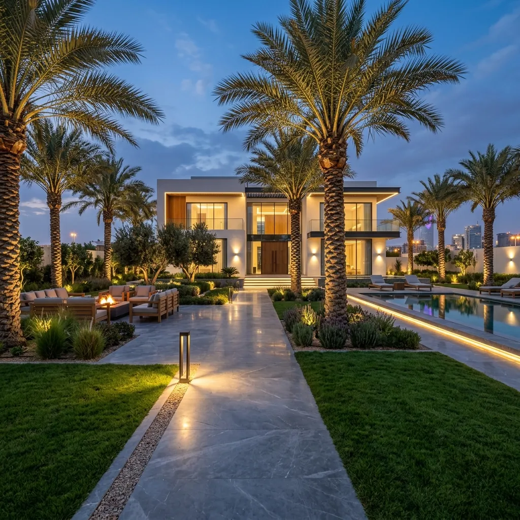 تنسيق فناء فيلا فخمة
